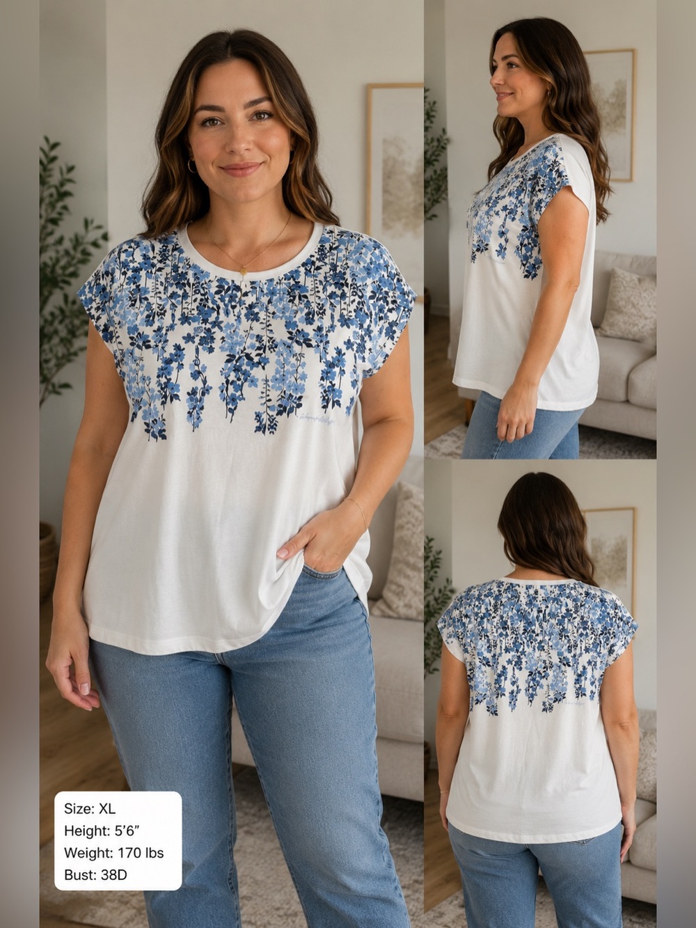 Tommy Hilfiger Blue Floral Top XL NWT blouse